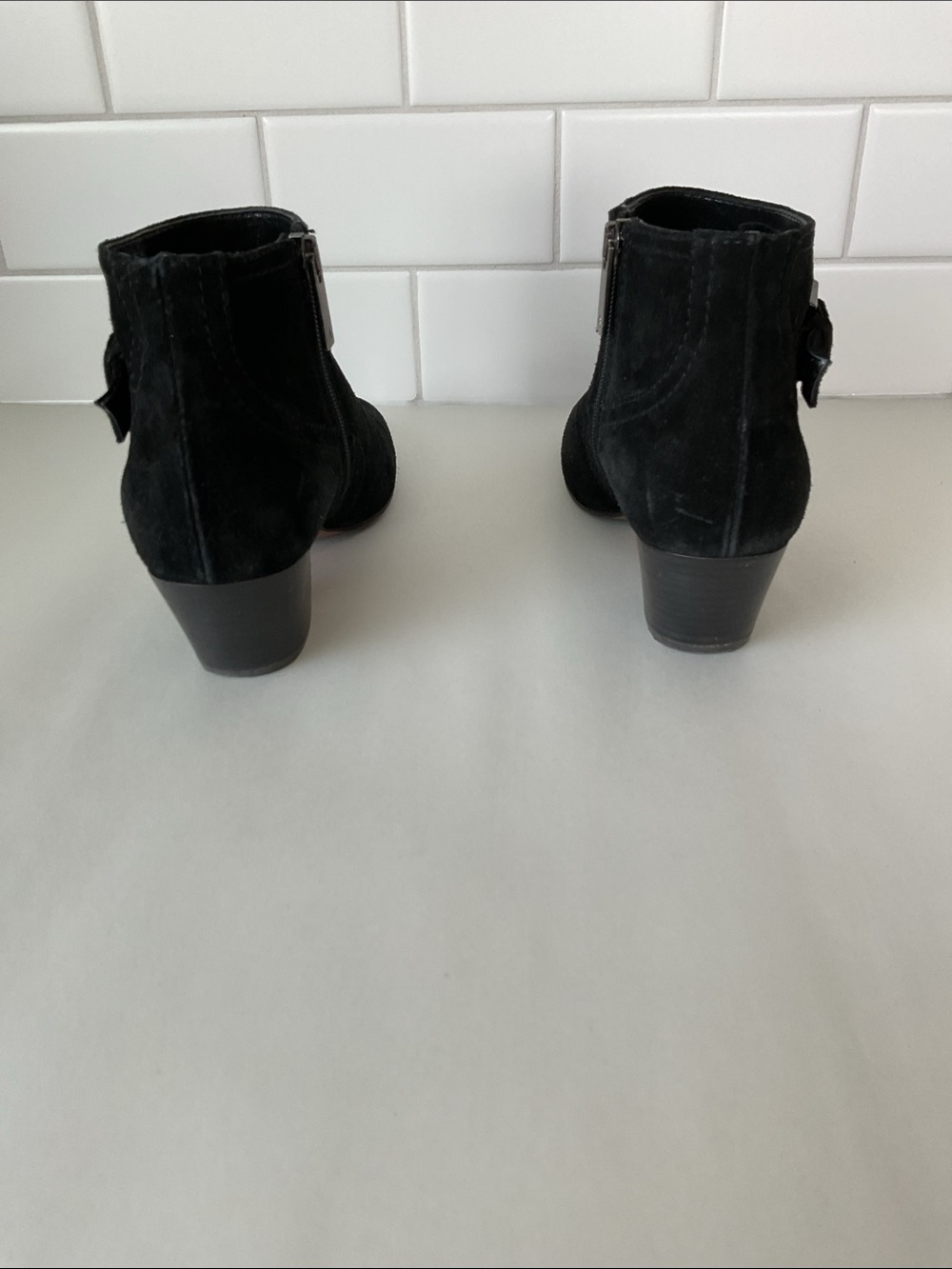 AQUATALIA Black Suede Ankle Booties with Side Buckle - Picture 6 of 13